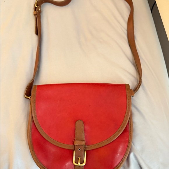 Coach Boston Vintage Red Leather Crossbody Bag - Picture 1 of 5